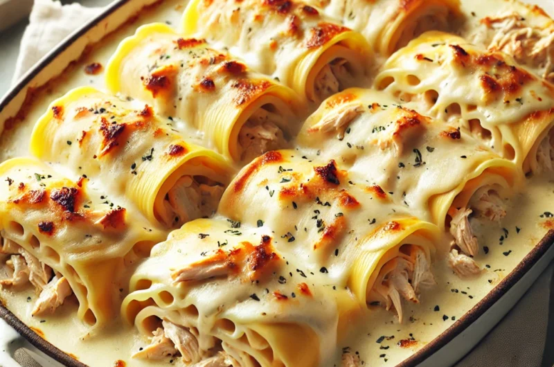 🧀 Baked Chicken Alfredo Lasagna Roll-Ups – Creamy, Cheesy & Comforting