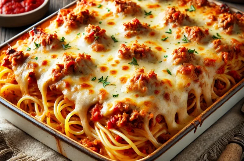 🍝 Cheesy Baked Spaghetti Casserole
