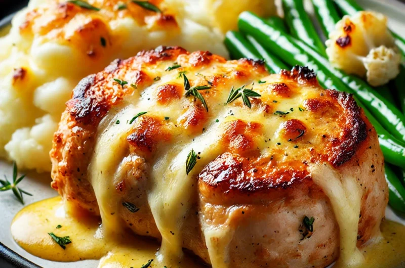 Cheesy Baked Stuffed Pork Chops