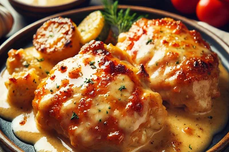 🧄 Creamy Garlic Parmesan Chicken Thighs – Juicy, Cheesy & Comforting
