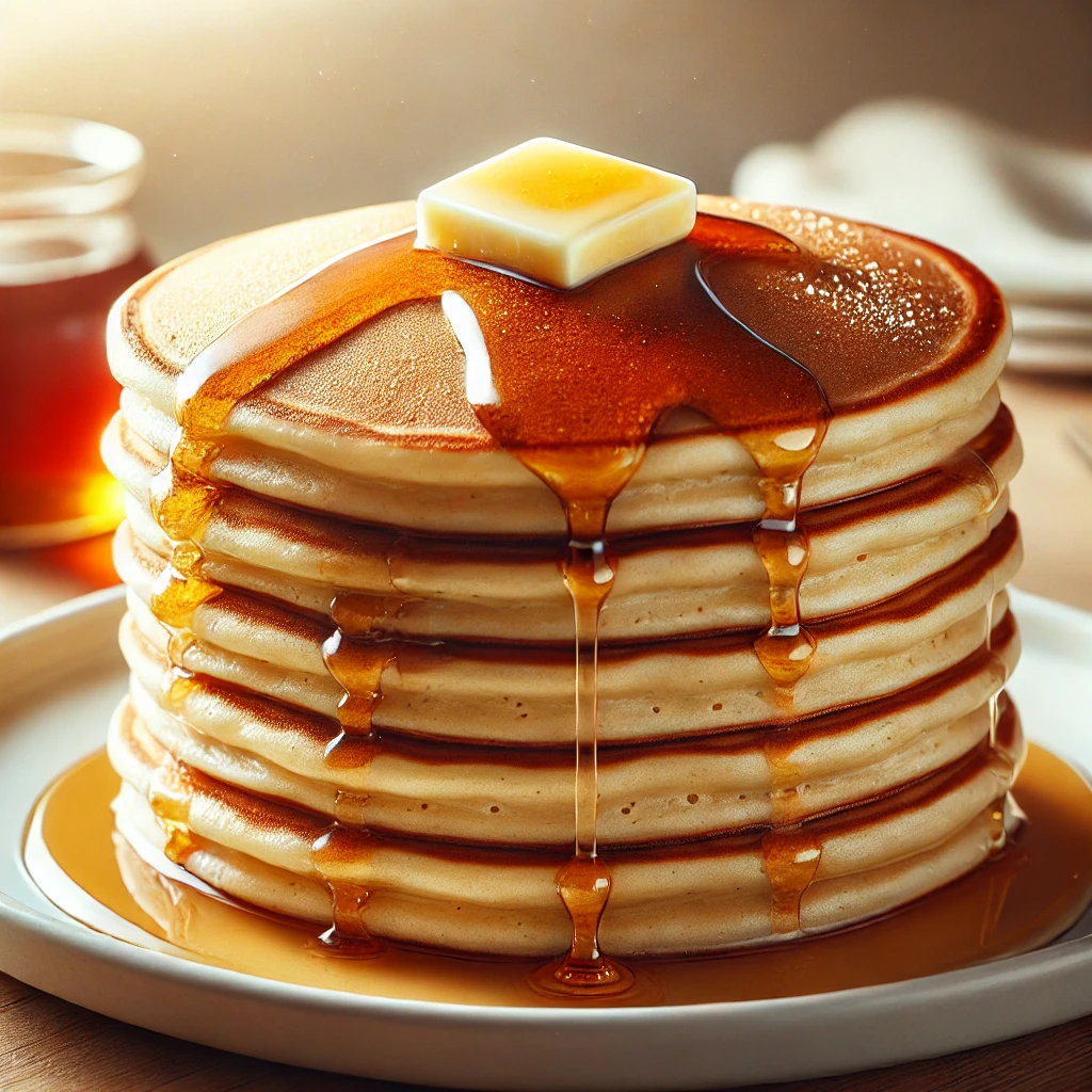 Fluffy protein pancakes made with high-protein ingredients and topped with syrup