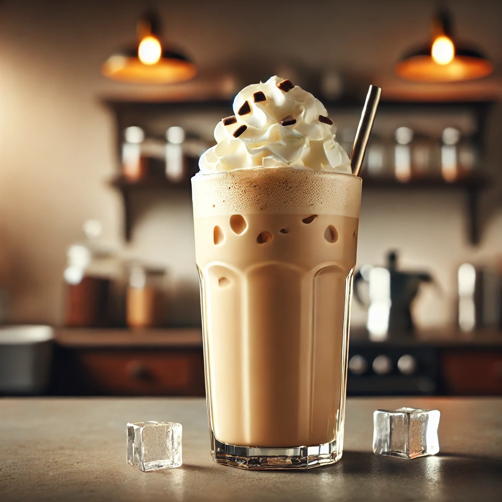 High-protein iced coffee shake with brewed coffee, protein powder, and a creamy texture