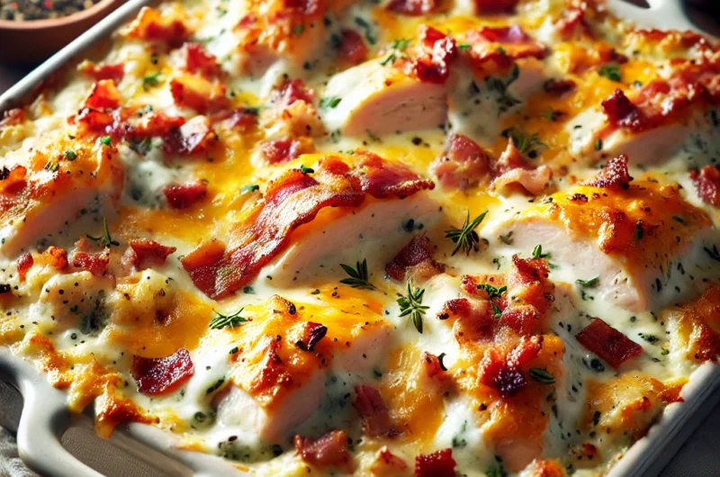 🥓 Loaded Chicken Bacon Ranch Casserole – Cheesy, Creamy & Crave-Worthy