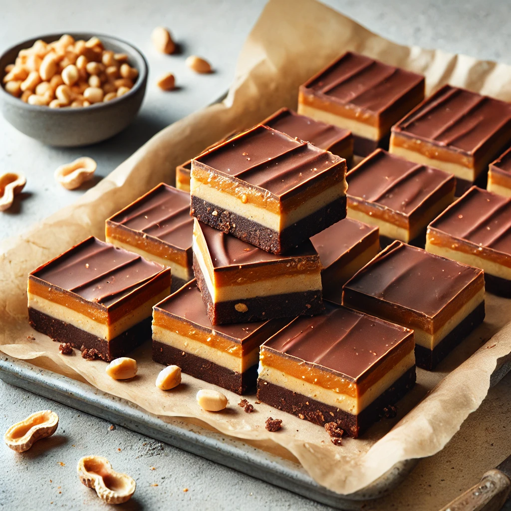 No-bake chocolate peanut butter bars with a creamy peanut butter filling and chocolate topping