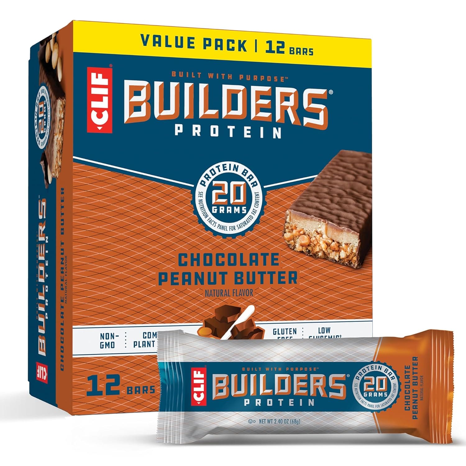 CLIF Builders Chocolate Peanut Butter Protein Bars