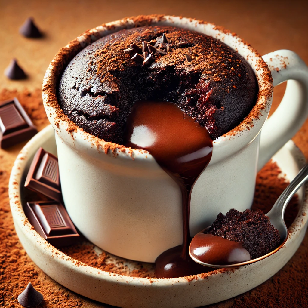 Protein chocolate mug cake with a rich, gooey texture and a boost of protein