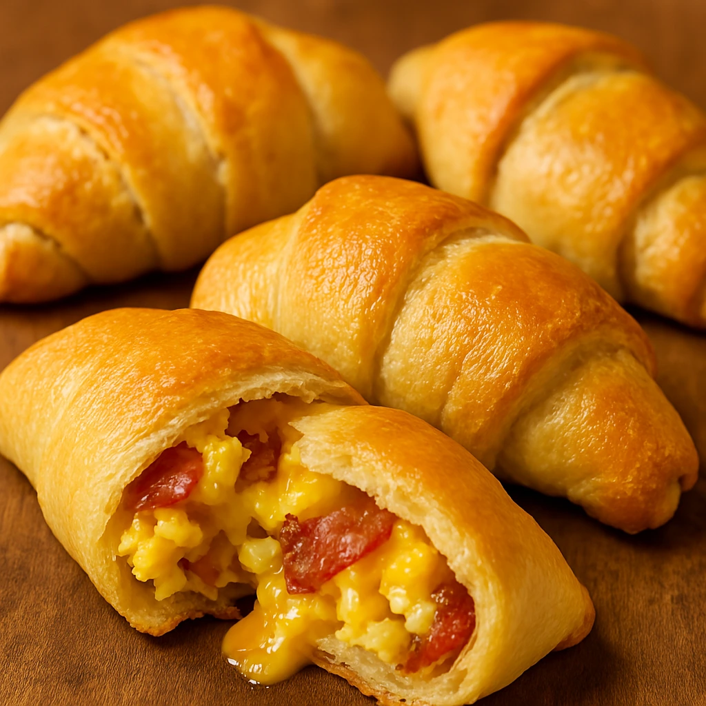 Bacon egg and cheese crescent rolls fresh from the oven